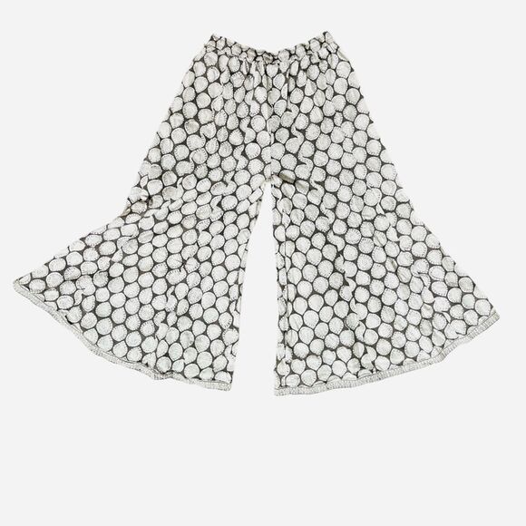 Boho Festival Pants Wide Leg Culotte Pull On Size M Drawstring Elastic Waist - Picture 4 of 6